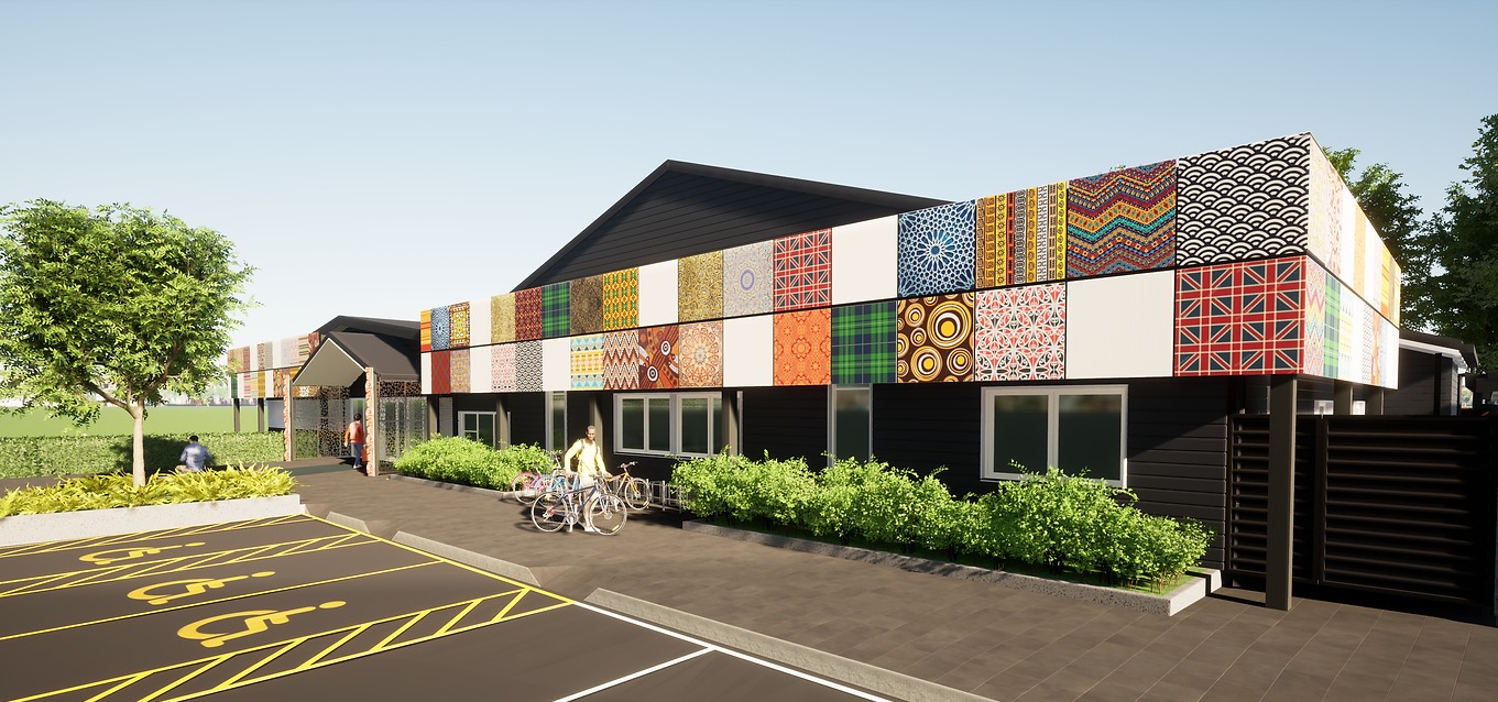 Rendered image of the proposed look of the redeveloped Settlement Centre Waikato.