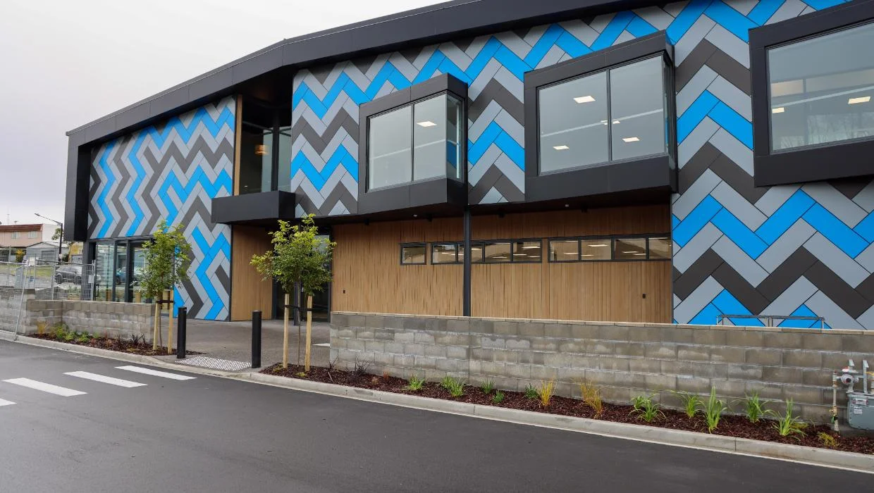 Outside of the new South Waikato Trades Training Centre, gifted the name Puukenga Rau.