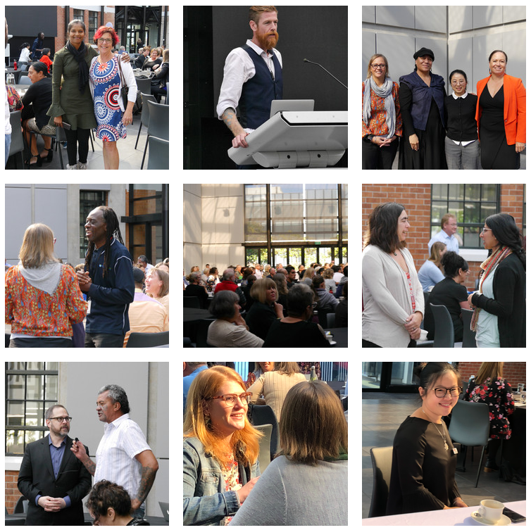 Collage of photographs featuring attendees of the event. 
