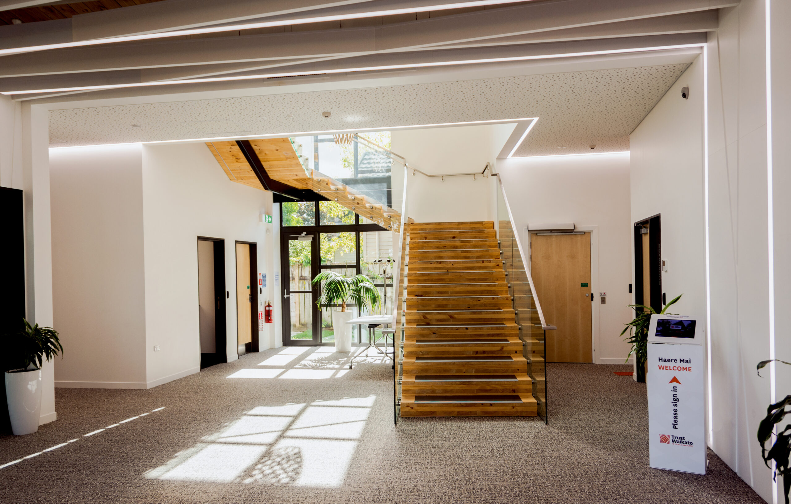 Foyer and stairs of the Trust Waikato office