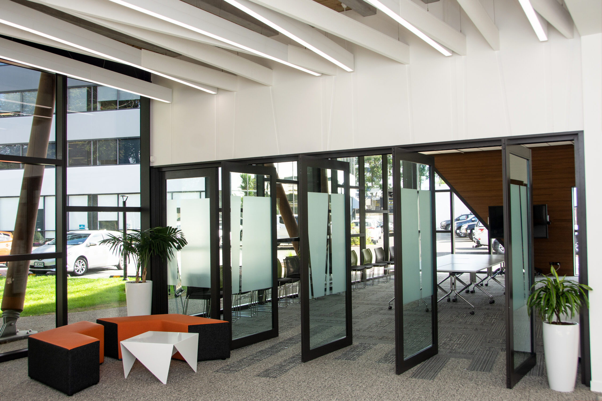 Trust Waikato Puna Kaupapa and Puna Koorero - Combined Space with glass doors opened