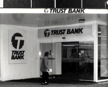 An old image of a Trust Bank branch
